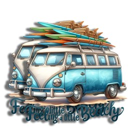 Feeling A Little Beachy Stickers - 5" On Longest Side - 2 Pack - High Adhesive Tack - Bumper Stickers for Cars, Truck, SUV - Made in USA - PLS283