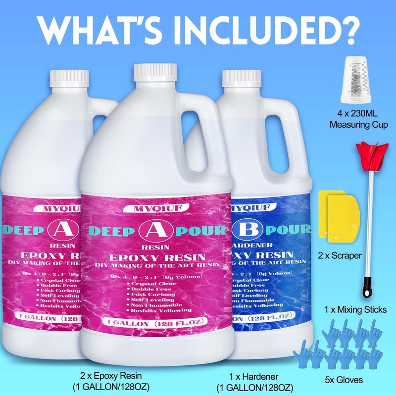 Deep Pour Epoxy Resin, 3 Gallon 2-4" Pour Depths Epoxy