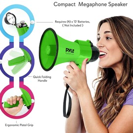 1 Megaphone PMP32GR Green 30 Watt Max up to 750 Metres with Built-in Siren for Indoor and Outdoor Use Sports Events Strikes Demonstrations Pack of 1