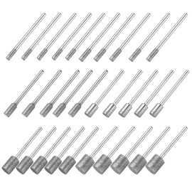 uxcell Diamond Grinding Burrs Drill Bit 1/8 Inch Shank 3/4/5/6/8/10mm Dia Cylindrical Diamond Mounted Points Bit for Carving Polishing Jade Jewelry Amber Stone Beeswax Glass 1 Set