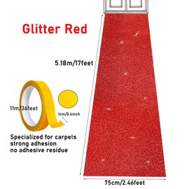 AMZQNART Carpet Runner Runway Rug, Glitter Red Carpet Runner 55 GSM Thickness (2.46 x 17Feet) for Wedding Party Hallway Rug, Christmas Xmas Thanksgiving