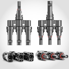 deleyCON PV4 Solar 3-Way Y Plug Pair 1500 V Male/Female T Type IP67 Waterproof (Solar Photovoltaic Connector) Distributor, Splitter, PV Coupling, Solar Plug, Solar Panel