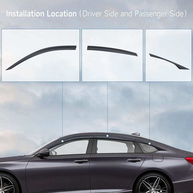 ACLONG Smoke Rain Guards Fit for Honda Accord 2018 2019