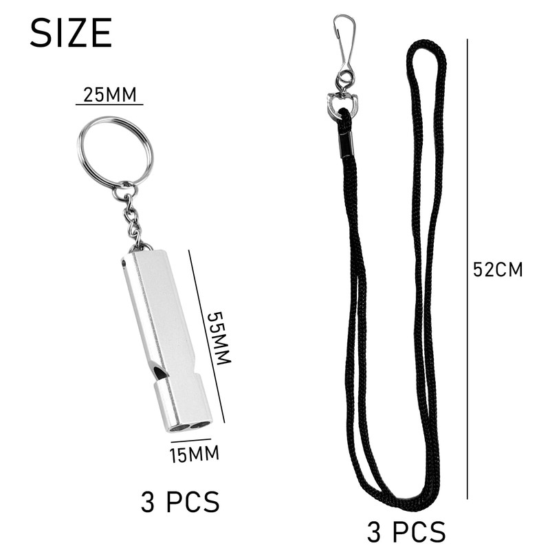 MEMOFYND 3 Pieces Silver Double Running Whistle with 3 Pieces