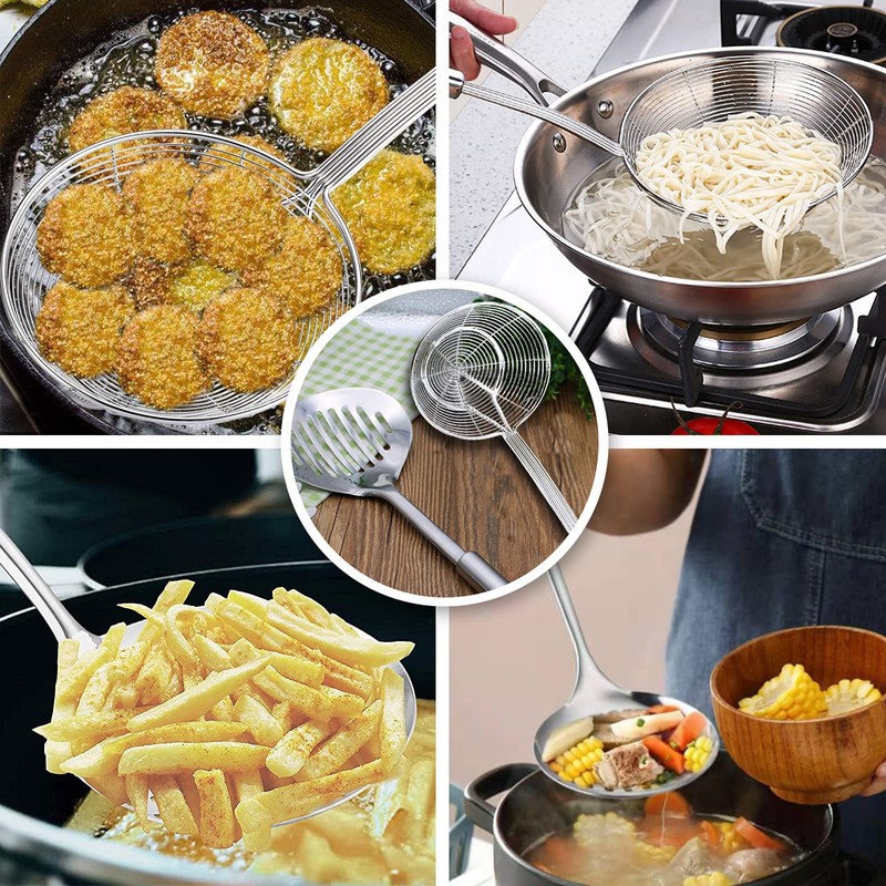 Multi Kitchen Utensil Stainless Steel Cooking Skimmer Slotted Fish Turner
