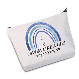 Swim Makeup Bag Swimming Lover I Swim Like A G Try to Keep Up Cosmetic Bag Swim Team Gift (I Swim Like B CA)