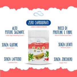Nuvola Zero - Preparato per Piadine in Polvere, 320g x 8 Piadine Keto Senza Glutine, Senza Lattosio, Senza Zuccheri, Senza Carboidrati, No lieviti, Made in Italy
