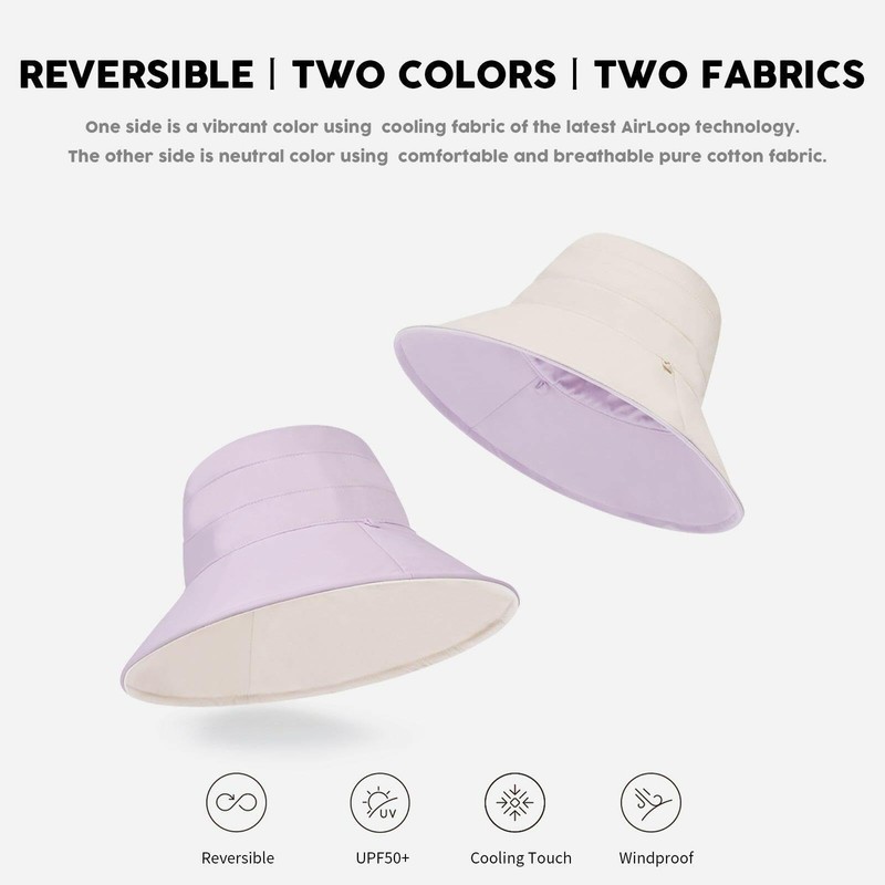 Reversible Bucket Hat for Women, Silky Sun Hats with Wide