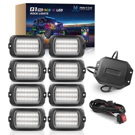 MICTUNING 2025 1000% Bright Q1 MAX RGB+IC LED Rock Lights, 192 LEDs 8 Pods Chasing Dreamcolor Extensible Underglow Multicolor Neon Light Underbody Lighting Kit with APP Control for Truck ATV UTV Boat
