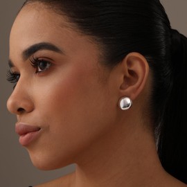 LeCalla Valentines Day Gifts 925 Sterling Silver Round Disc Clip On Earrings Non-Pierced Clip-On Stud Earring for Women