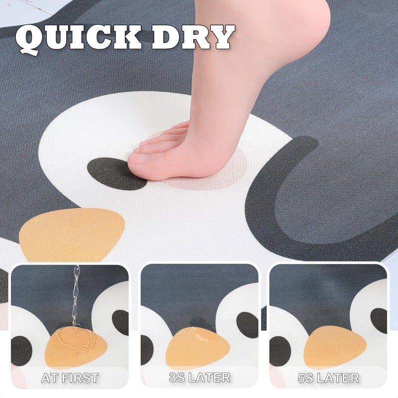 Tyrafry Cute Animal Bath Mat - Lovely Penguin Non-Slip Super