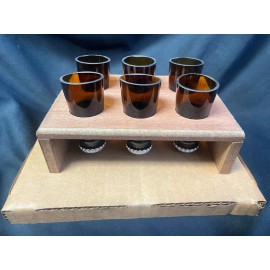 Unbranded Shot Glass Set of Six with Holder Amber Colored  C6-1
