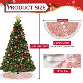Christmas Tree Skirt Tree Cover 36 inches Pink Sparkly Sequins Glitter Plush Christmas Classic Tree Skirt Party Round Skirt for Xmas Home Decorations