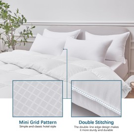 FROHAUL Pillows King Size Set of 4, Grid Hotel Bed Pillows for Sleeping,Medium-Firm Microfiber Pillows for Side, Back and Stomach Sleepers