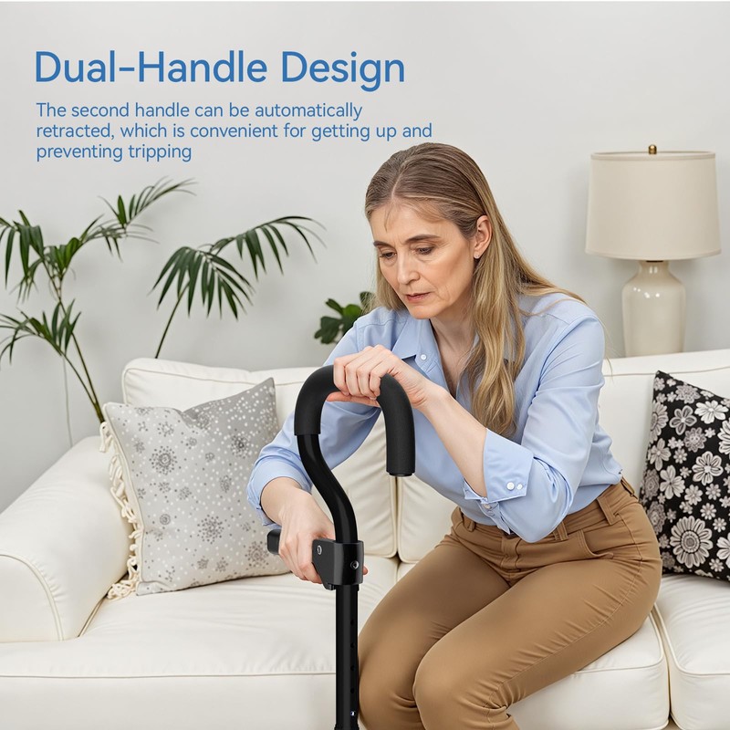 KingPavonini Canes for Women/Men with Second Handle, Foldable & Adjustable