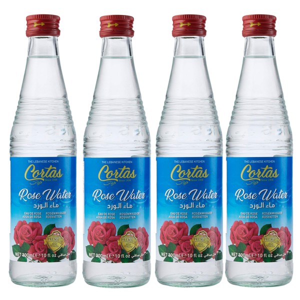 Cortas Rose Water, 10-Ounce Bottles (Pack of 4)