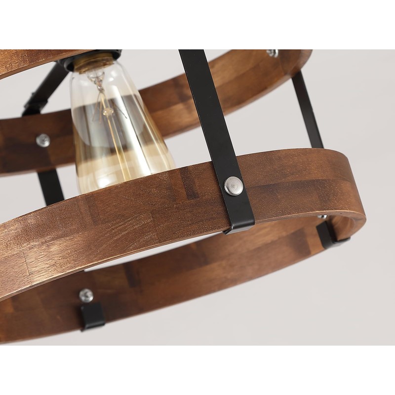 Rustic Farmhouse Wood Flush Mount Ceiling Light Fixture 1 Light