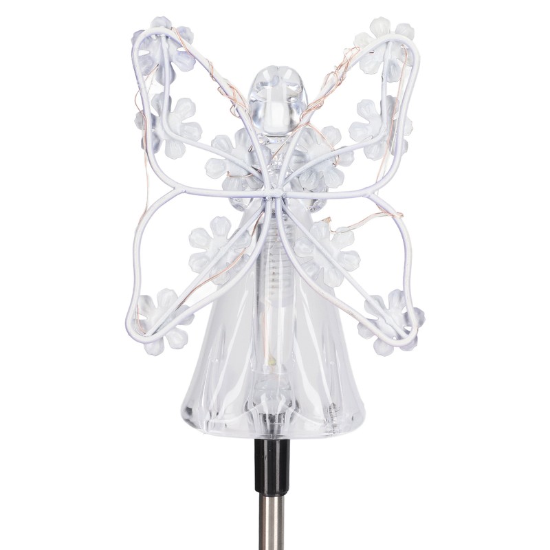 2 Pack LED Solar Angel Lights Solar Powered White Light