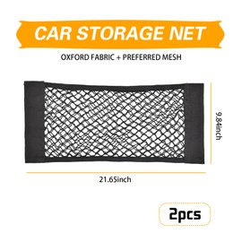 ijuicy 2 PCS Car Trunk Storage Net Bag, Double-Layer Elastic Coarse Mesh Cargo Net, High-Load-Bearing Small Cargo Net Pocket with Tape Stickers, Universal for Most Cars (55 cm x 25 cm)