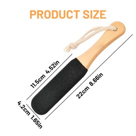 DAJING Foot Pumice Stone, Exfoliating Callus Remover, Pumice Stone for Feet, Foot Scrubber, Dead Skin Remover, Wooden Handle, Black