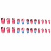 MERVF Coffin Press on Nails Long Fake Nails Blue Pink