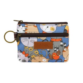 Energather Coin Bag, PU Leather Coin Purse for Women with Beautiful Cartoon Prints, Mini Purse with Key Chain Coin Purse with Zip for Lipstick, Keys, Blue, S, Casual