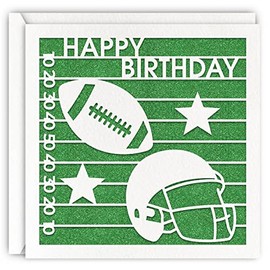 MAGJUCHE Green Football Birthday Card, Glitter Laser Cut Greeting Card For Boys, Girls, Men
