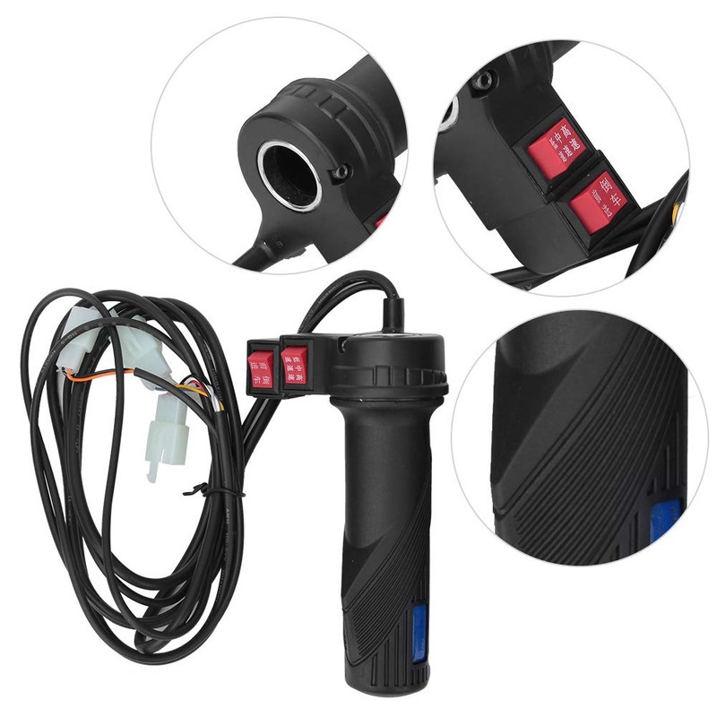 Alomejor E-Bike Throttle Grip 3-Speed Throttle Grip with Cable Universal