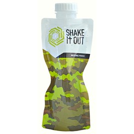 Shake It Out ® Collapsible Shaker Bottle for Protein Shakes, Supplements - 12 Ounce Reusable, Recyclable, Travel Bottle (Camo, Single)