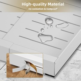 2-Pack Expandable Pull Out Cabinet Organizer,21"Deep Cabinet Organizer for Kitchen Cabinets with Raising Pad for Framed Cabinets, Adhesive Drawers for Bathroom Bedroom Pantry, 12"-20.5"W