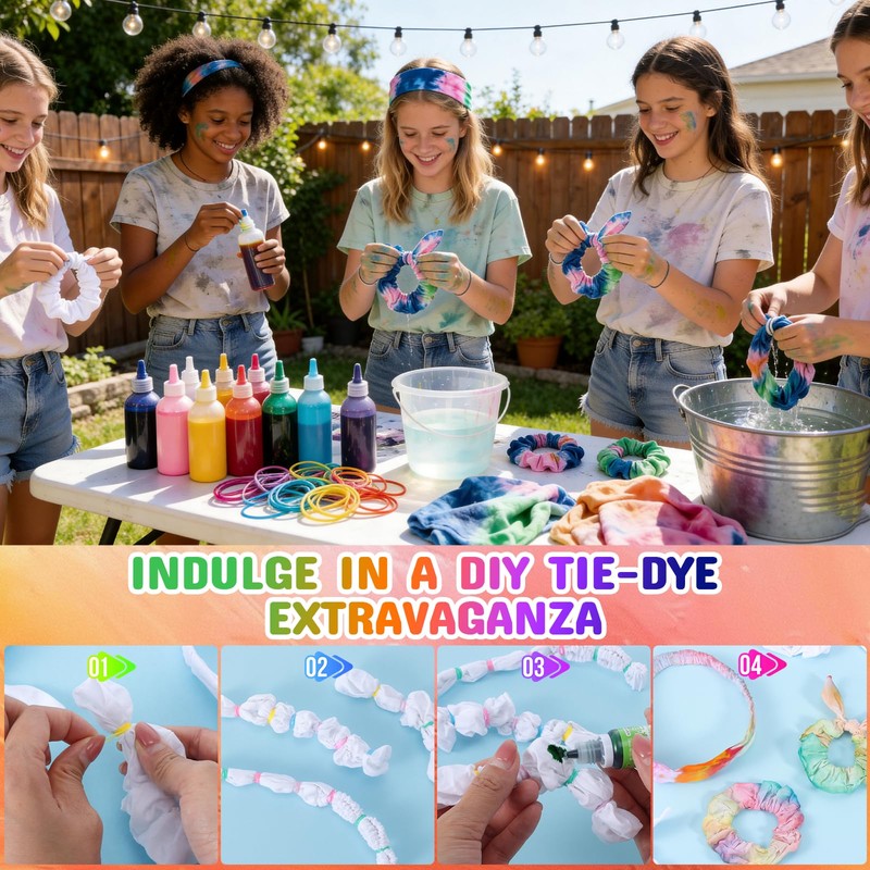 120PCS White Cotton Scrunchies Set for Tie Dye, Includes Scrunchies