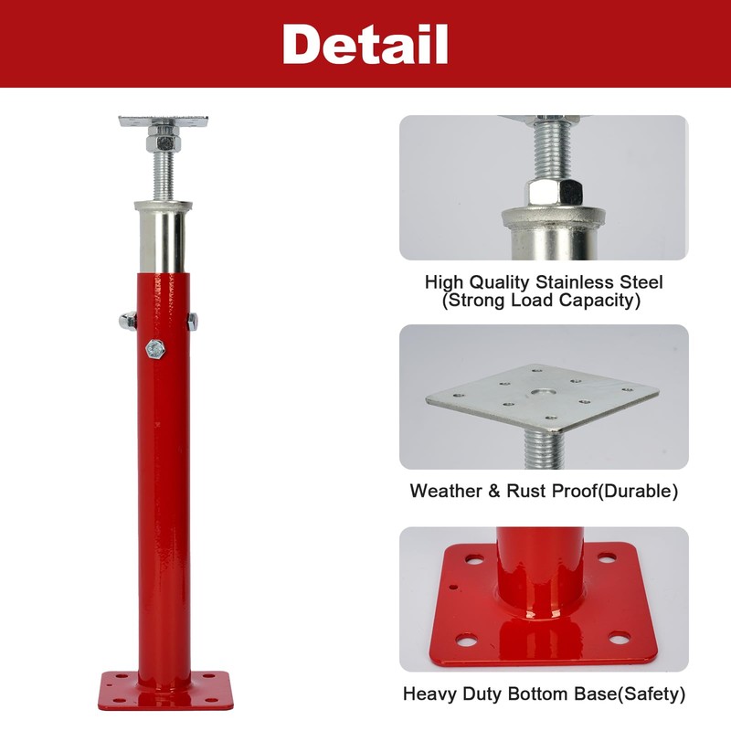2 PCS Adjustable House Jacks Post for Leveling, 19"- 36"(1'7"-3')