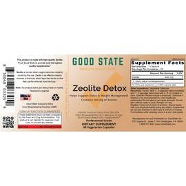 Good State Zeolite Detox - Clinoptilolite 600 mg per Veggie Capsule - 60 Capsules - USA Supply