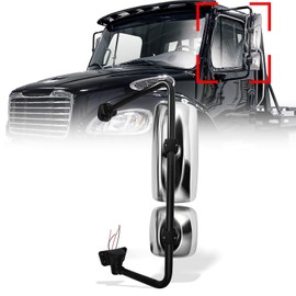 High Soar Door Mirror Assembly for Freightliner M2 (2004-2016),Heated Defrost Rear View Mirror Assembly with Arm for Freightliner M2 100 / M2 106 / Columbia Driver Side Left Side (Chrome)