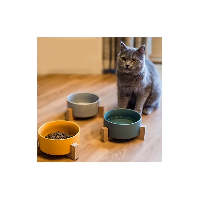 MATCHI Plato De Cerámica Comedero, Bebedro para Perros Y Gatos
