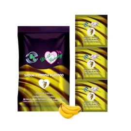 CONDON DE LATEX CON SABOR Y AROMA LUBRICADOS DO IT LOVELY 1 CAJA CON 12 BOLSAS CON PZS C/U CONDON HECHO EN MEXICO (Regular, Platanó)