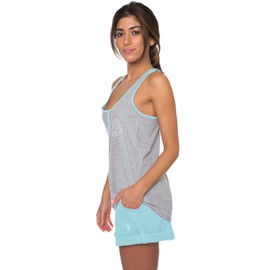 U.S. Polo Assn. Womens Lounge Set Pajama Racerback Tank and Shorts Sleepwear PJs Set Heather Gray/Mint Heather Large