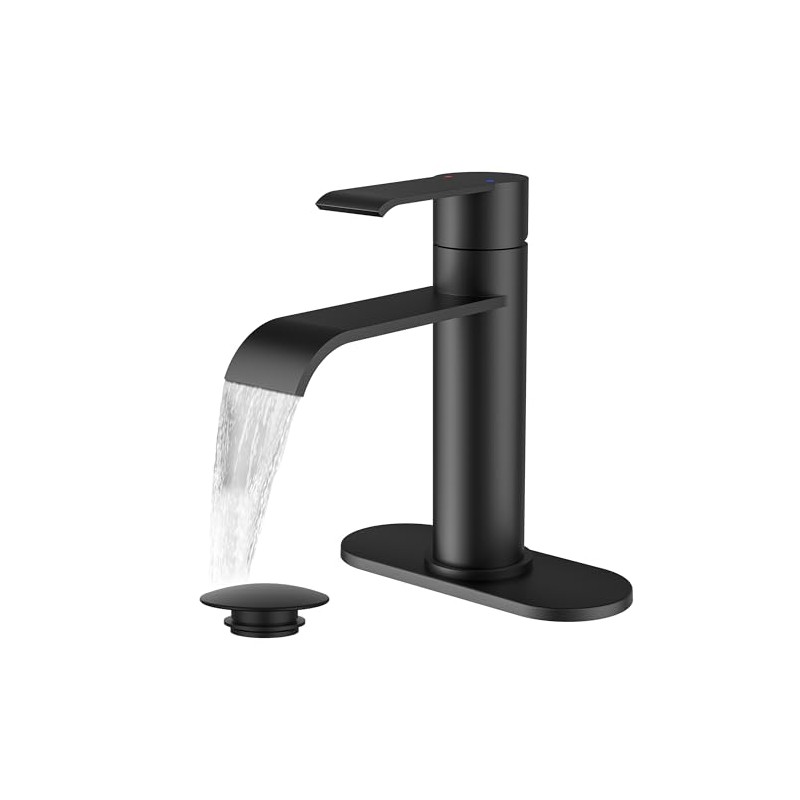FORIOUS Black Bathroom Faucet 1 Hole, Single Handle Matte Black