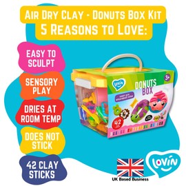 Donuts Box Air Dry Clay, Lovin Premium Air Dry Clay for Sculpting - Colorful Modelling Clay Kit - Ideal Air Dry Clay for Kids - Magic Clay