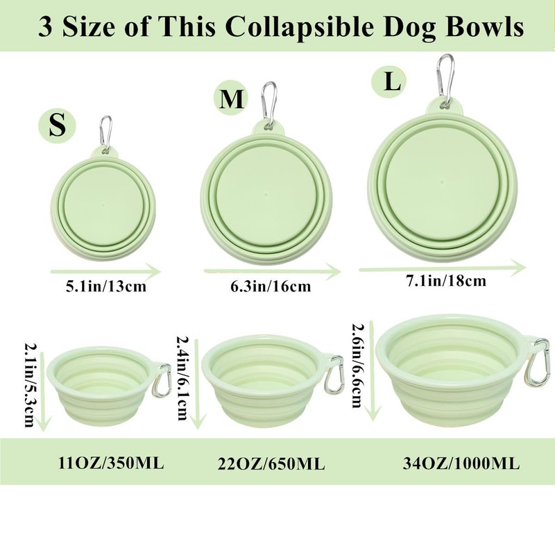 Dog Bowls Pet Collapsible Bowl, 2 Pack,Small,Medium, Large
