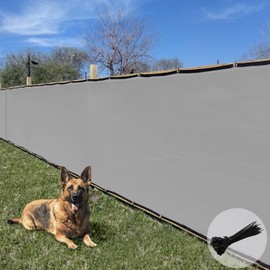 E&K Sunrise 4' x 128' Privacy Fence Screen with Grommets, Outdoor Windscreen Fence Covering Privacy Screen UV Blockage for Backyard Garden Patio, Zip Ties Included (Gray)