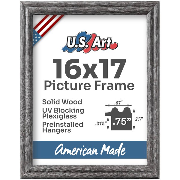 US Art 16x17 Barnwood Gray/Grey 0.75 in Wooden Photo Picture