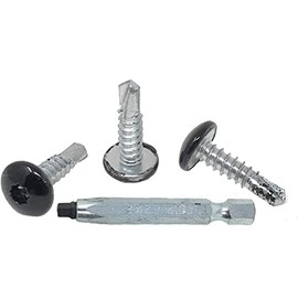 #10 x 3/4 Inch Self Tapping Sheet Metal Screws, Black, SQ #2 Head Bit Included, Cargo Trailer Self Tapping Screws, Exterior RV Skin Fasteners, Enclosed Trailer Repair Screws, 250 Pack by ProCamp