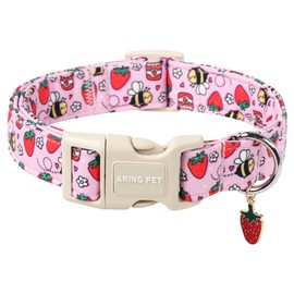 ARING PET Summer Dog Collar, Strawberry Dog Collar with Quick Release Plastic Buckle, Comfortable Cotton Pet Collar for Boys&Girls Dogs, Small