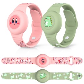 [2 Stück] Kompatibel mit AirTag Kinderarmband, MOWYEOK Cute Kids Air Tag verstellbares Armband, Versteckter wasserdichter Air Tag Halter für Kinder, Geeignet für die AirTag Armband Schutzhülle