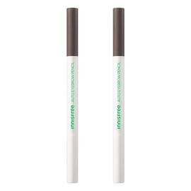 Innisfree Flat Eyebrow Pencil 0.3g, No. 4 Dawn Dew Ash Brown, 2 pcs / 이니스프리 납작 아이브로우 펜슬 0.3g, 4호 새벽 이슬 애쉬 브라운, 2개