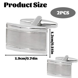 Men's Silver Cufflinks - Rectangle Cufflinks for Wedding, Business & Gift