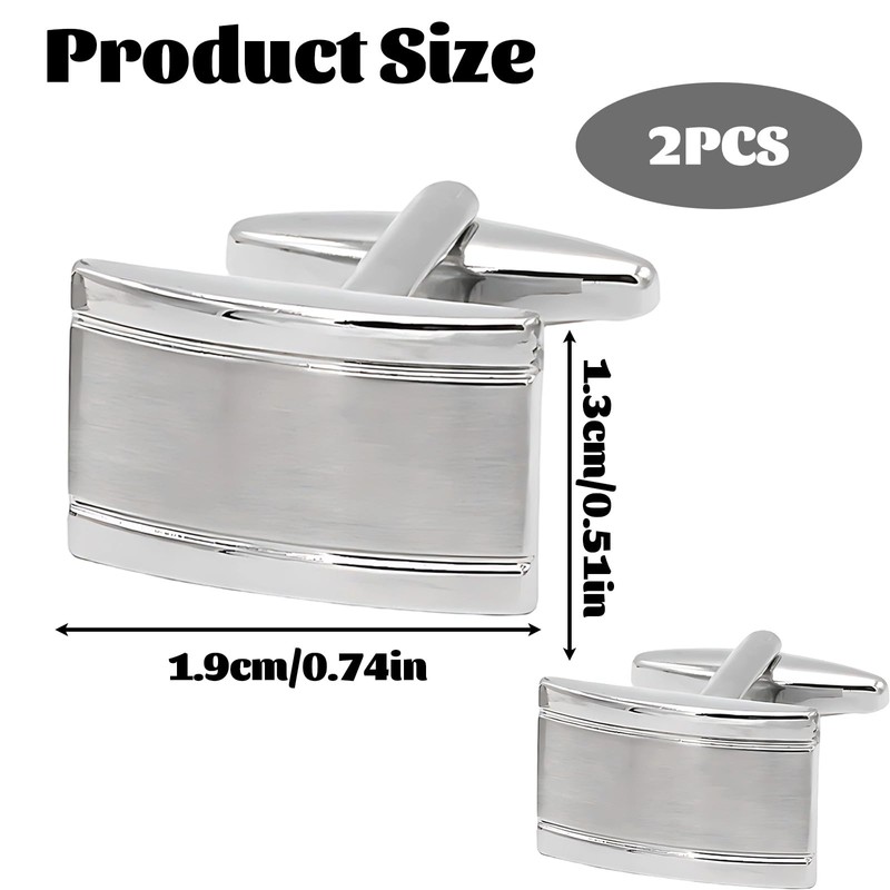 Men's Silver Cufflinks - Rectangle Cufflinks for Wedding, Business &