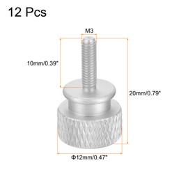 sourcing map 12pcs M3x10mm Knurled Thumb Screw Computer Case Threaded Hand Tighten Screws Aluminum Alloy for PC Case, Cement White