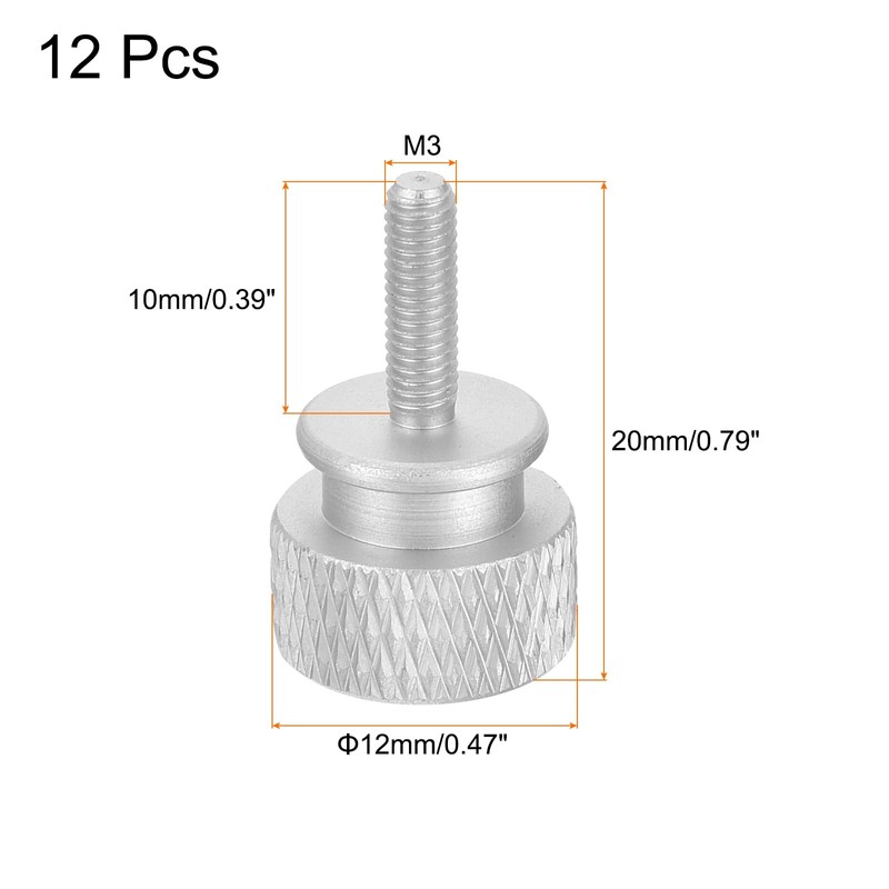 sourcing map 12pcs M3x10mm Knurled Thumb Screw Computer Case Threaded